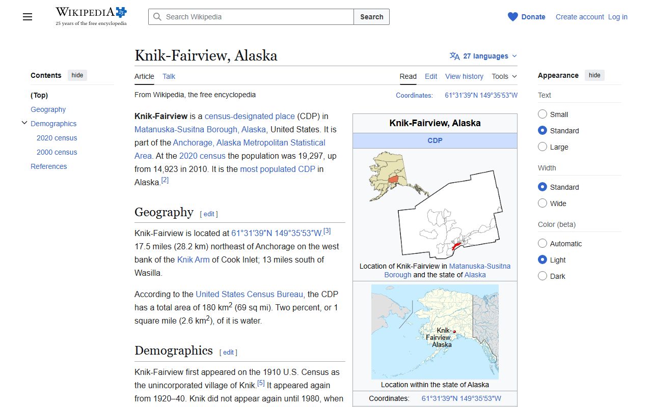Knik-Fairview Alaska inmate population community overview