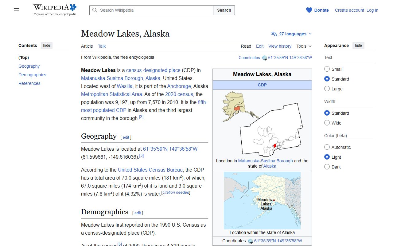 Meadow Lakes Alaska inmate population community overview