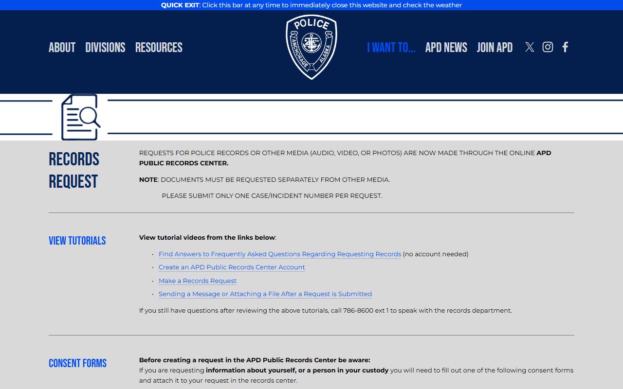 Anchorage Police records request for inmate population