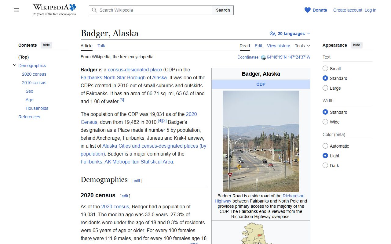 Badger Alaska community and inmate population resources