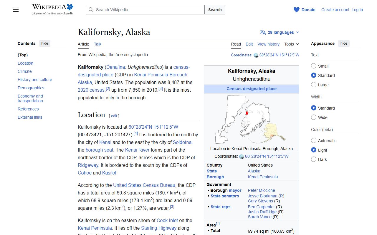 Kalifornsky Alaska inmate population community overview