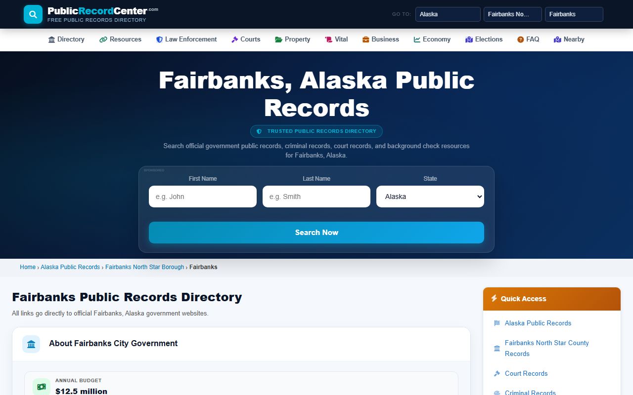 Fairbanks North Star Borough inmate population public records