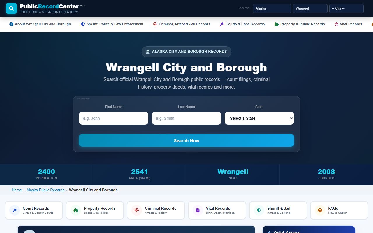 Wrangell City and Borough inmate population public records resource