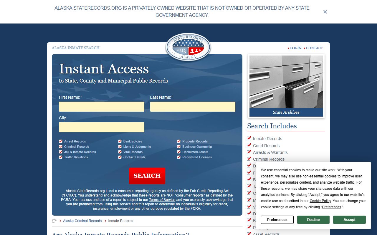 Copper River Census Area inmate population Alaska state records