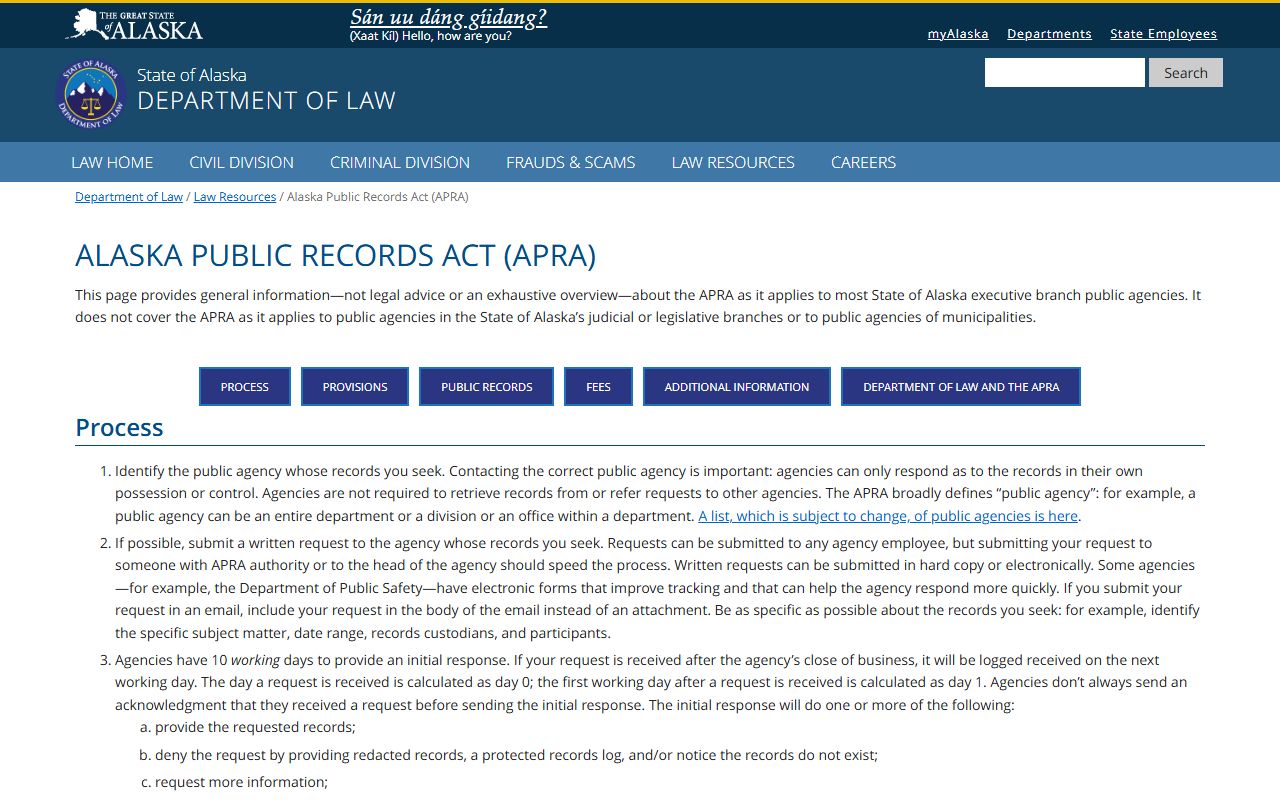 Alaska inmate population public records act documentation